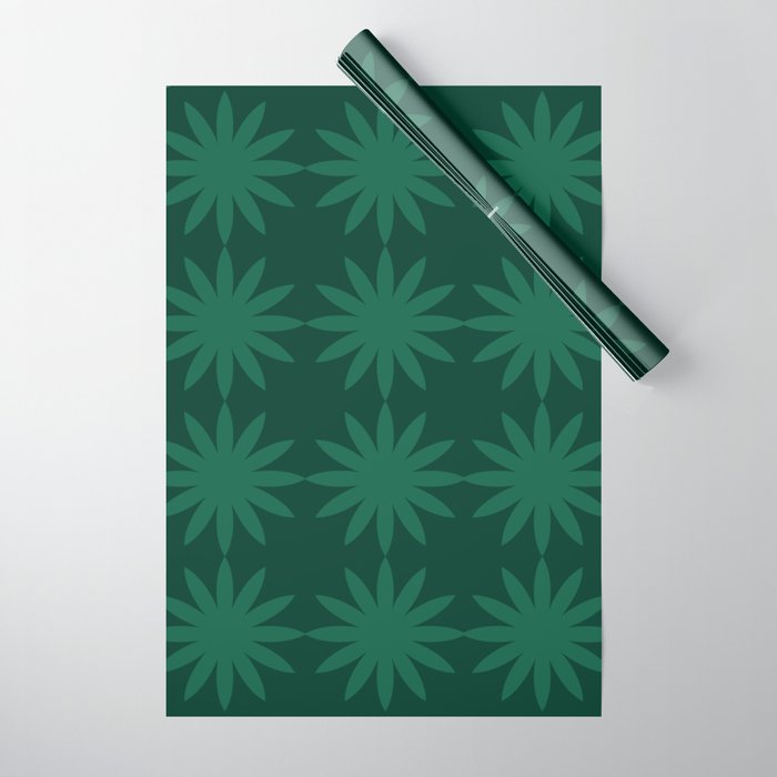 Emerald star flower Wrapping Paper Gallery Image 1