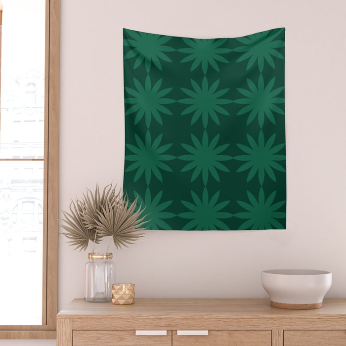 Emerald star flower Wall Tapestry Gallery Image 2