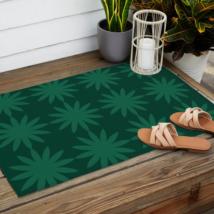 Emerald star flower Outdoor Rug Gallery Image 2