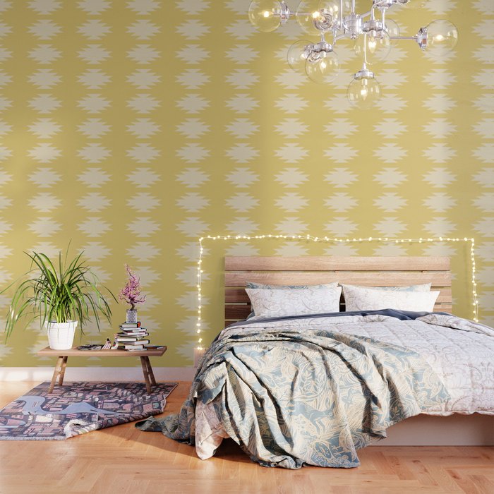 Geometric Southwestern Minimalism - Bright Golden Yellow Wallpaper Gallery Image 3