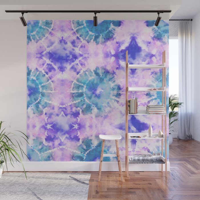 Tie Dye - Lavender and Turquoise  Wall Mural Gallery Image 1