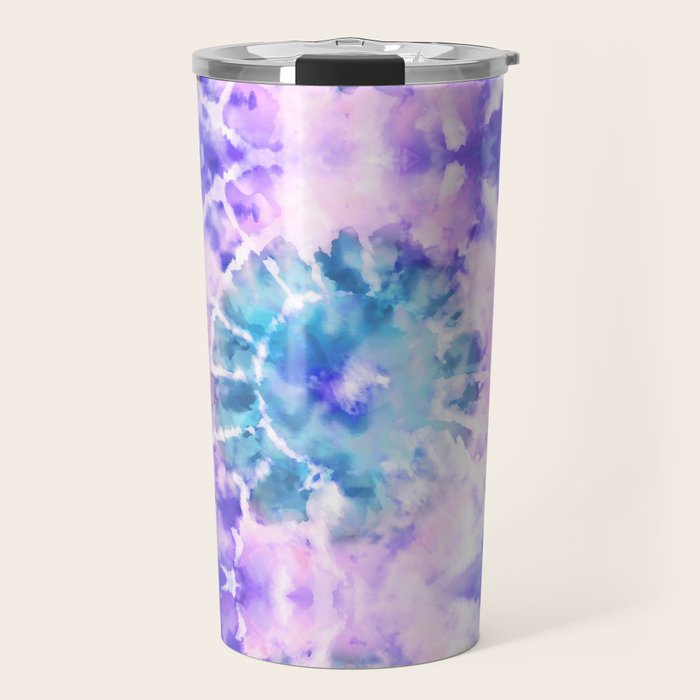 Tie Dye - Lavender and Turquoise  Travel Mug Gallery Image 1