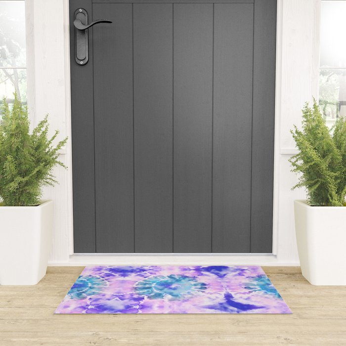 Tie Dye - Lavender and Turquoise  Welcome Mat Gallery Image 3