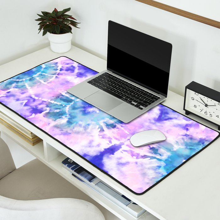 Tie Dye - Lavender and Turquoise  Desk Mat Gallery Image 2