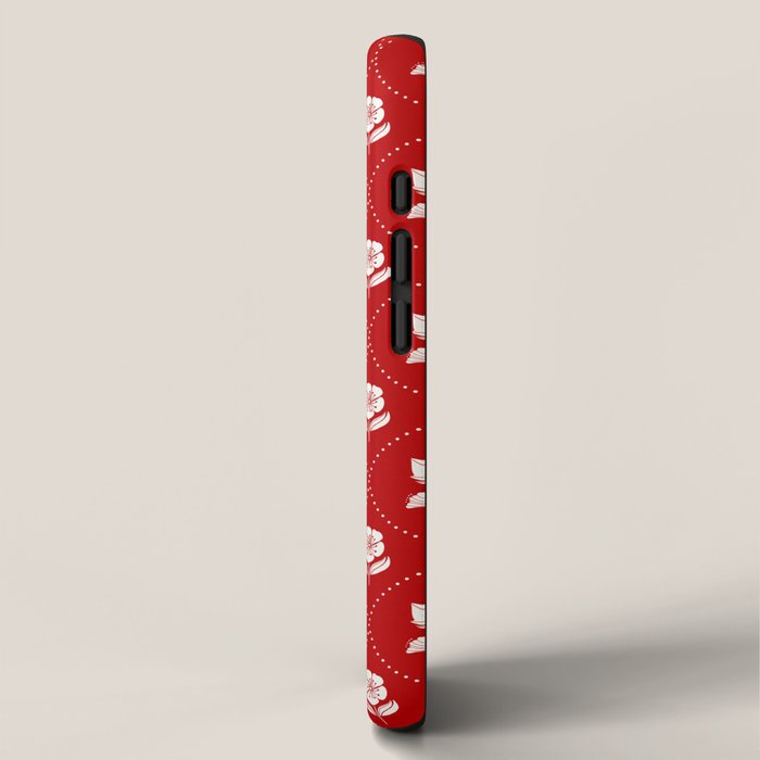 Hand-Drawn Nostalgic Floral Design in Bold Red iPhone Case Gallery Image 2