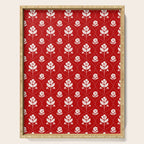 Hand-Drawn Nostalgic Floral Design in Bold Red Serving Tray Gallery Image 1
