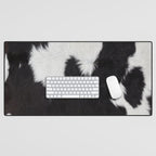 Black Cowhide, Cow Skin Print Pattern, Modern Cowhide Faux Leather Desk Mat Gallery Image 1