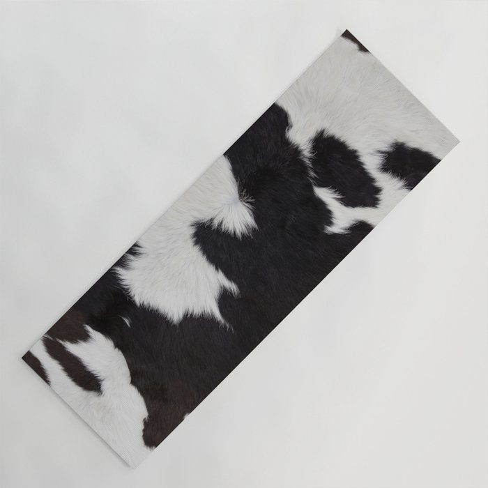 Black Cowhide, Cow Skin Print Pattern, Modern Cowhide Faux Leather Yoga Mat Gallery Image 1