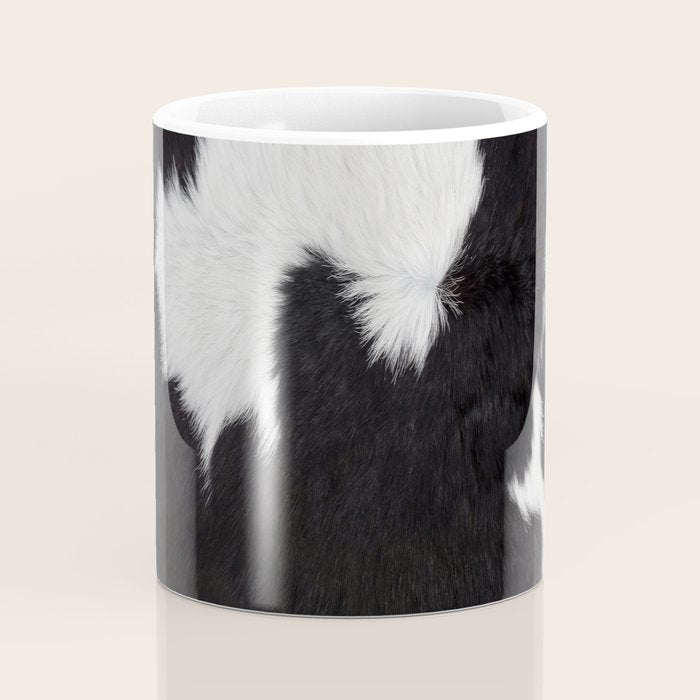 Black Cowhide, Cow Skin Print Pattern, Modern Cowhide Faux Leather Coffee Mug Gallery Image 4