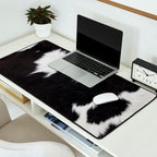 Black Cowhide, Cow Skin Print Pattern, Modern Cowhide Faux Leather Desk Mat Gallery Image 2