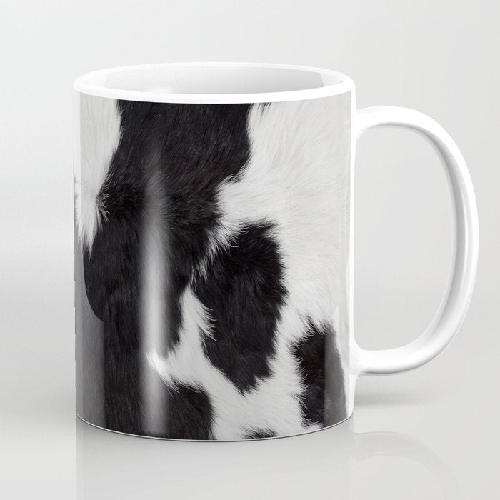 Black Cowhide, Cow Skin Print Pattern, Modern Cowhide Faux Leather Coffee Mug Gallery Image 1