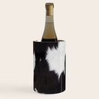 Black Cowhide, Cow Skin Print Pattern, Modern Cowhide Faux Leather Wine Chiller Gallery Image 2