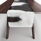 Black Cowhide, Cow Skin Print Pattern, Modern Cowhide Faux Leather Table Runner Gallery Image 1
