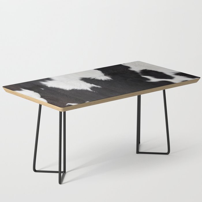 Black Cowhide, Cow Skin Print Pattern, Modern Cowhide Faux Leather Coffee Table Gallery Image 1