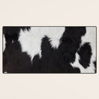 Black Cowhide, Cow Skin Print Pattern, Modern Cowhide Faux Leather Desk Mat Gallery Image 3