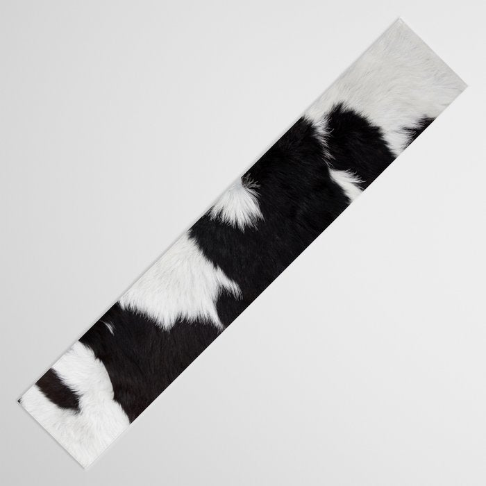 Black Cowhide, Cow Skin Print Pattern, Modern Cowhide Faux Leather Table Runner Gallery Image 3