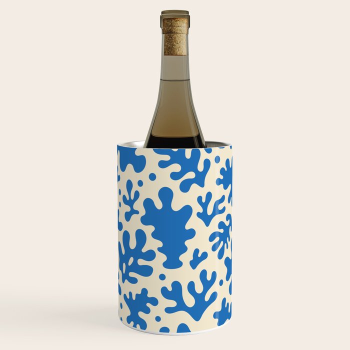 Abstract organic blue leaf art pattern Wine Chiller Gallery Image 2