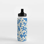 Abstract organic blue leaf art pattern Water Bottle Gallery Image 2