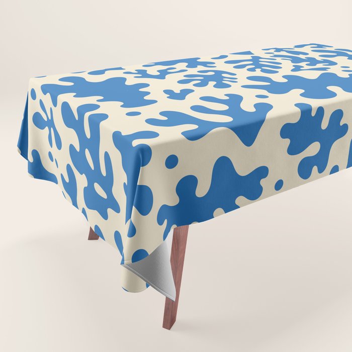 Abstract organic blue leaf art pattern Tablecloth Gallery Image 1