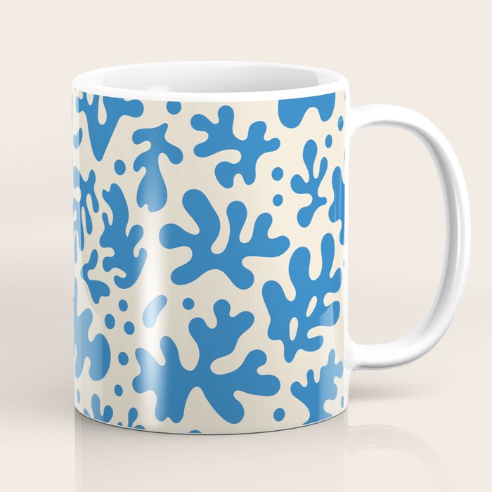 Abstract organic blue leaf art pattern Coffee Mug Gallery Image 1