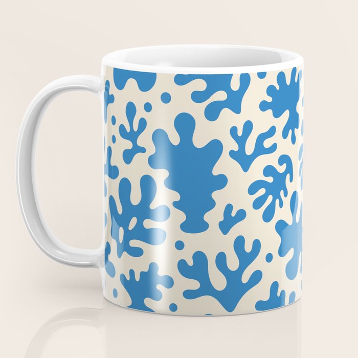 Abstract organic blue leaf art pattern Coffee Mug Gallery Image 3