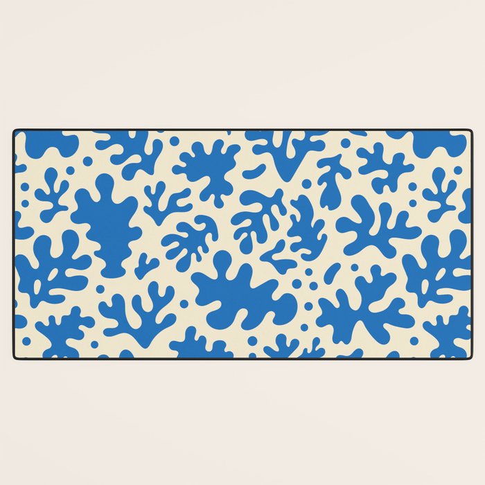 Abstract organic blue leaf art pattern Desk Mat Gallery Image 3