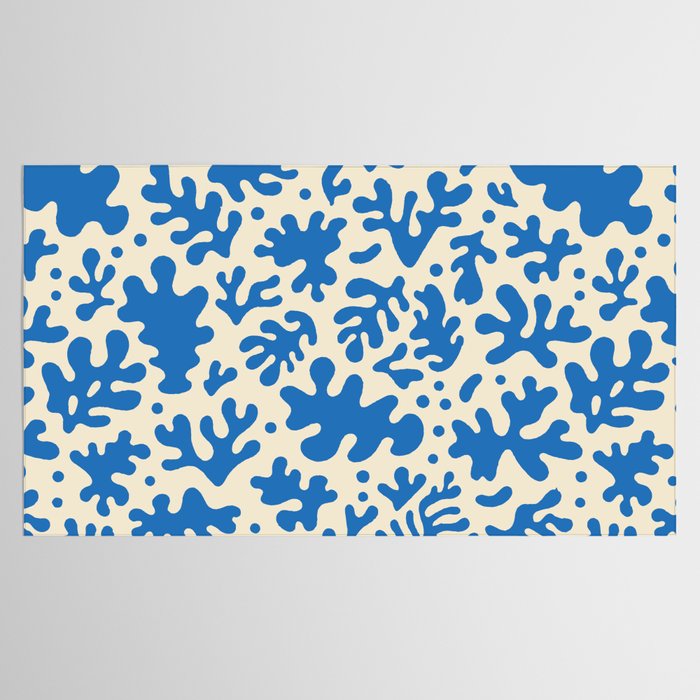 Abstract organic blue leaf art pattern Tablecloth Gallery Image 2