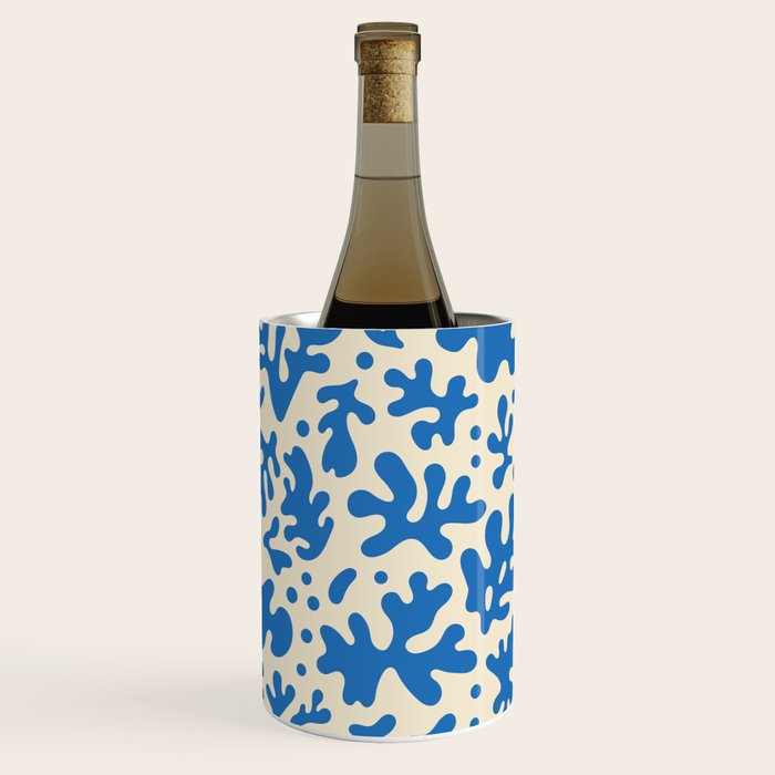 Abstract organic blue leaf art pattern Wine Chiller Gallery Image 3