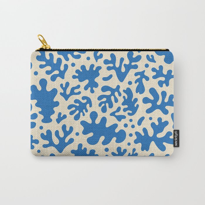 Abstract organic blue leaf art pattern Carry All Pouch Gallery Image 1