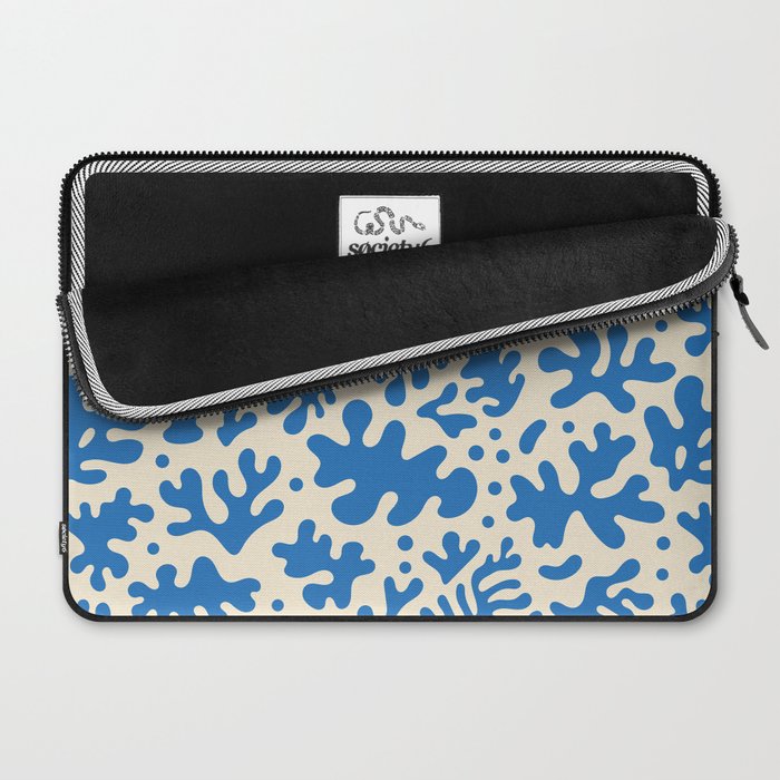 Abstract organic blue leaf art pattern Laptop Sleeve Gallery Image 2