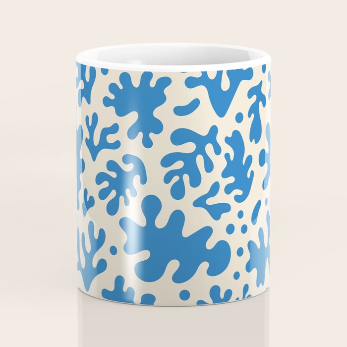 Abstract organic blue leaf art pattern Coffee Mug Gallery Image 4