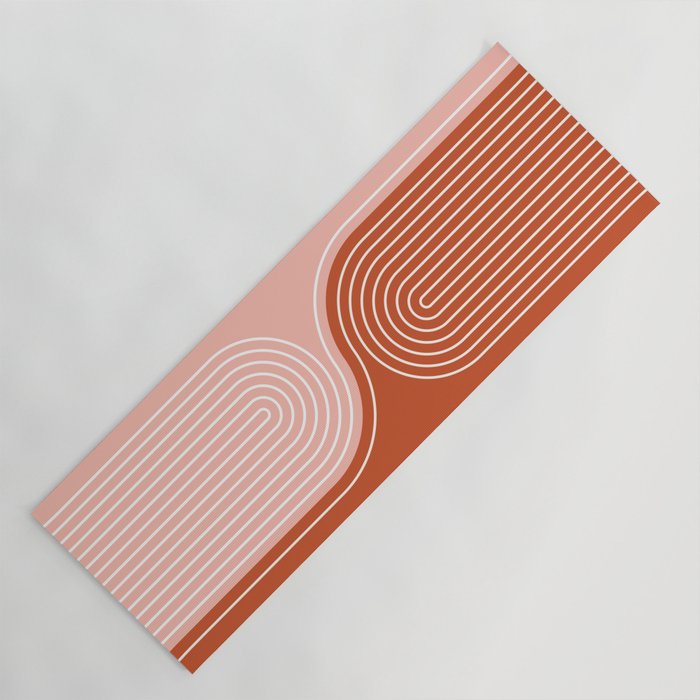 Geometric Lines in Terracotta Rose Gold 19 (Rainbow and Lines Abstraction) Yoga Mat Gallery Image 1