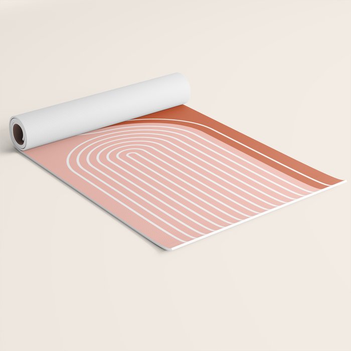 Geometric Lines in Terracotta Rose Gold 19 (Rainbow and Lines Abstraction) Yoga Mat Gallery Image 2