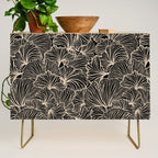 Decorative Leaf Pattern, Floral Prints, Cream and Black Credenza Gallery Image 1
