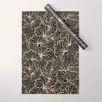 Decorative Leaf Pattern, Floral Prints, Cream and Black Wrapping Paper Gallery Image 1