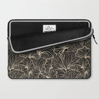 Decorative Leaf Pattern, Floral Prints, Cream and Black Laptop Sleeve Gallery Image 2