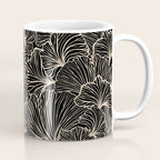 Decorative Leaf Pattern, Floral Prints, Cream and Black Coffee Mug Gallery Image 1