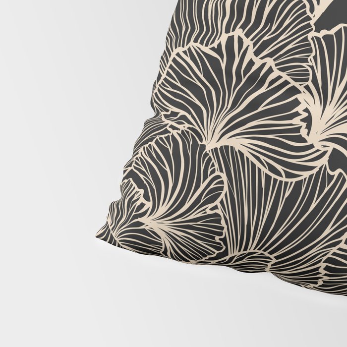 Decorative Leaf Pattern, Floral Prints, Cream and Black Pillow Sham Gallery Image 4