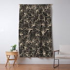Decorative Leaf Pattern, Floral Prints, Cream and Black Window Curtain Gallery Image 5