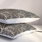 Decorative Leaf Pattern, Floral Prints, Cream and Black Pillow Sham Gallery Image 3