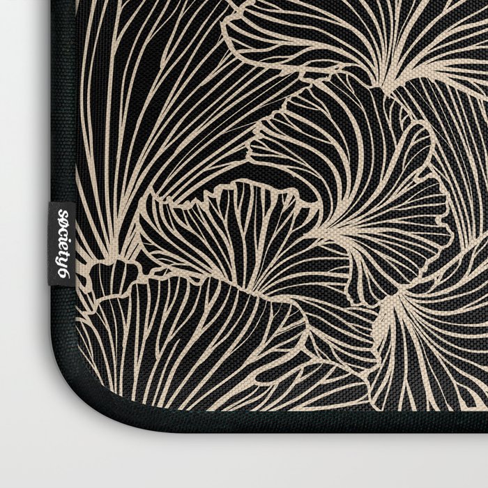 Decorative Leaf Pattern, Floral Prints, Cream and Black Laptop Sleeve Gallery Image 3