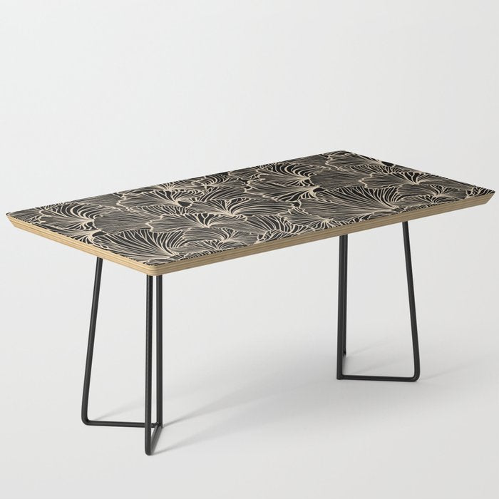 Decorative Leaf Pattern, Floral Prints, Cream and Black Coffee Table Gallery Image 1