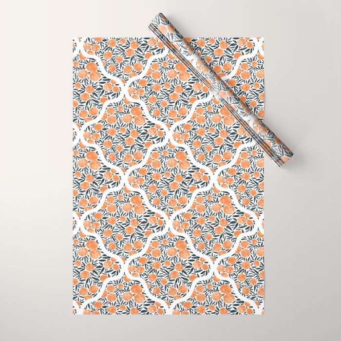 Tangerine Lattice Dreams Wrapping Paper Gallery Image 1