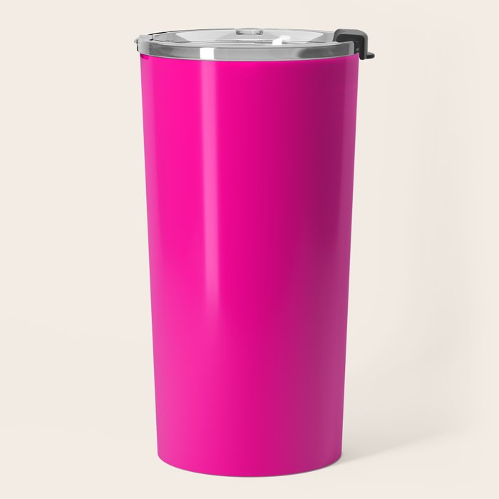 Solid neon pink  Travel Mug Gallery Image 2
