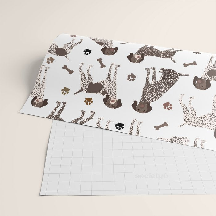 German Shorthaired Pointer Dog Paws and Bones White Wrapping Paper Gallery Image 2