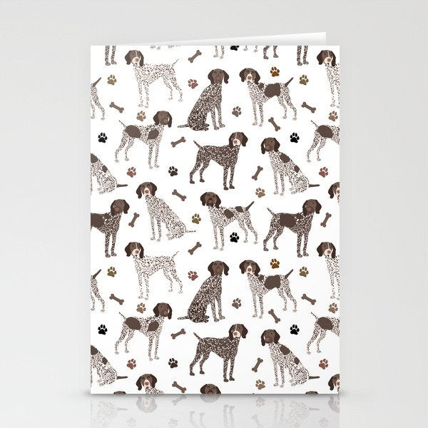 German Shorthaired Pointer Dog Paws and Bones White Stationery Card Gallery Image 2