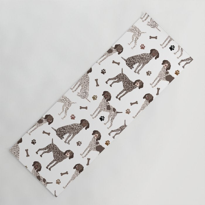 German Shorthaired Pointer Dog Paws and Bones White Yoga Mat Gallery Image 1