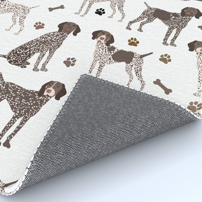 German Shorthaired Pointer Dog Paws and Bones White Rug Gallery Image 4