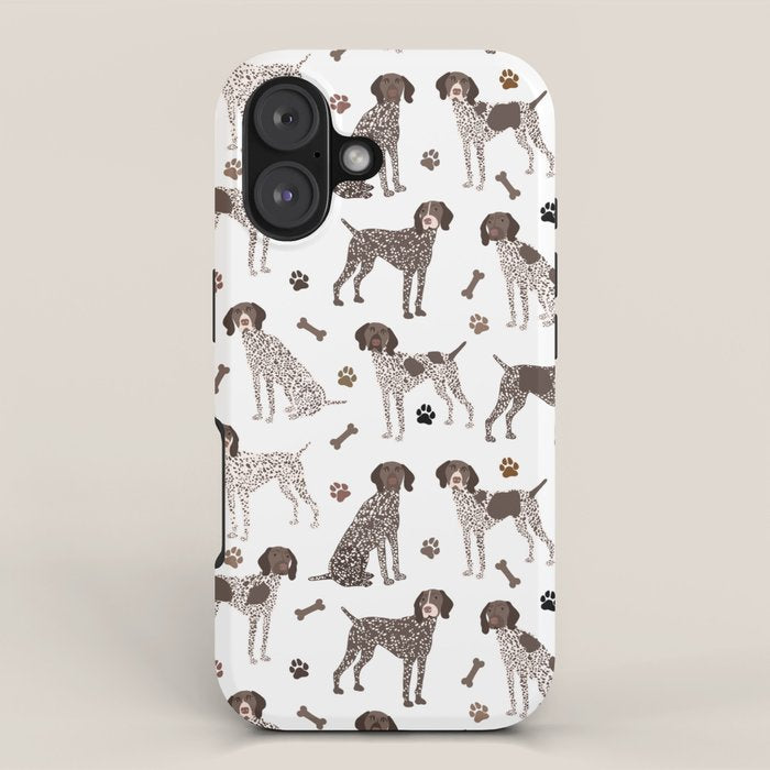 German Shorthaired Pointer Dog Paws And Bones White Iphone Case