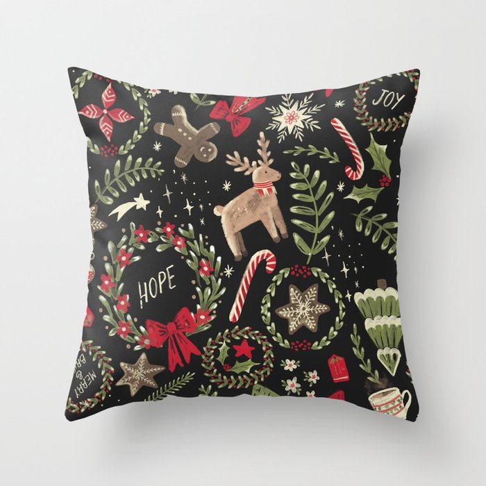 Magical Christmas - Black Throw Pillow Gallery Image 6